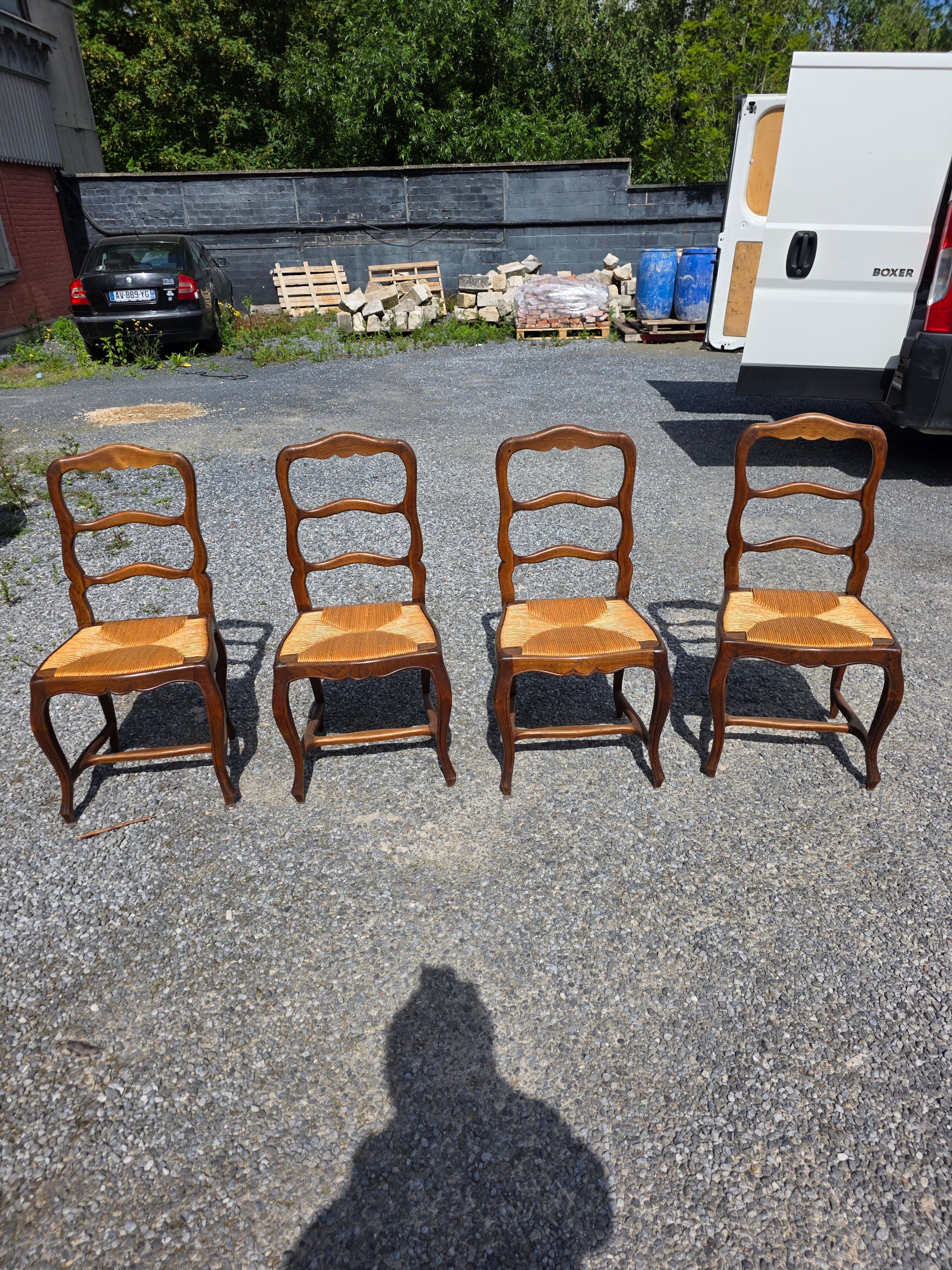 4 Louis XV style chairs in solid oak