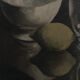 Huile sur bois nature morte au bol au verre et au citron clair obscur 1960