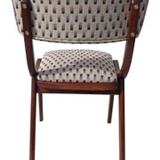 Mid-Century Modern Bumerang Chair, light cream white jacquard, Poland, 1960s