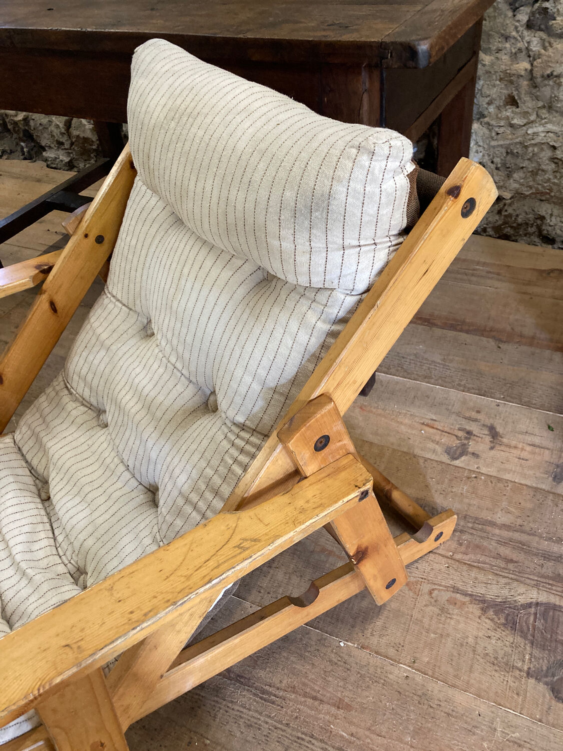 Pair of pine garden armchairs