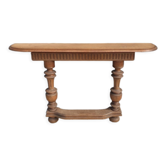 Neoclassical solid oak console with columns
