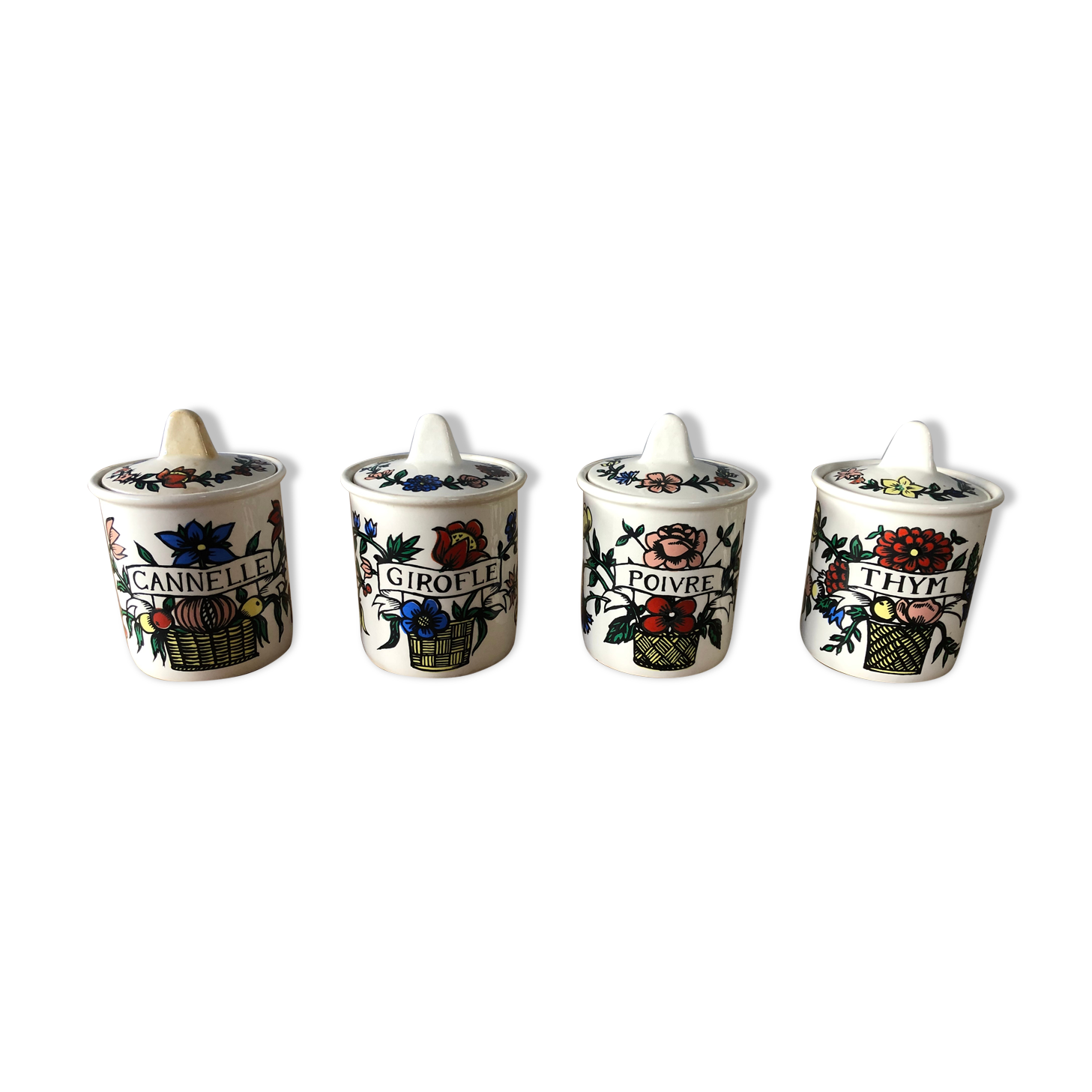 Set of 4 spice pots in earthenware