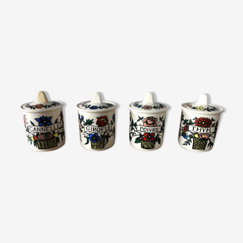 Set of 4 spice pots in earthenware