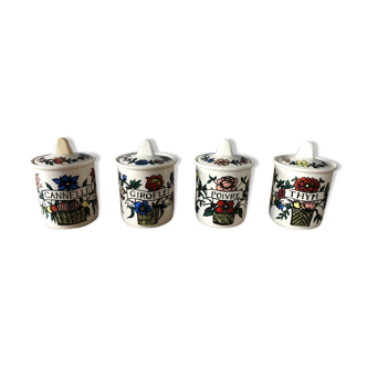 Set of 4 spice pots in earthenware