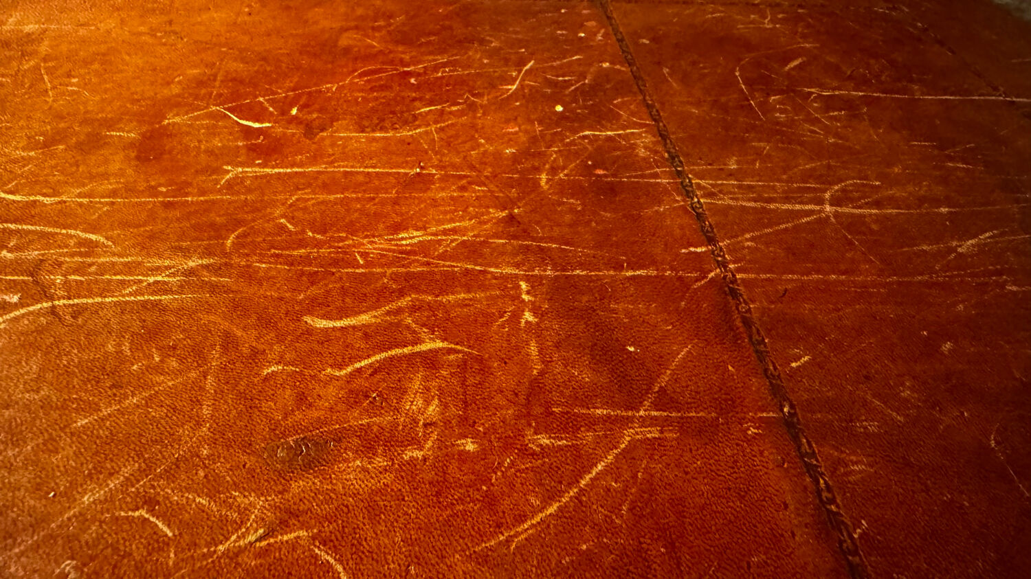 Mahogany and leather coffee table from the 19th century.