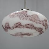 Paire de suspensions tchèques des années 1970, en verre soufflé et chrome, recâblées, reconditionnées