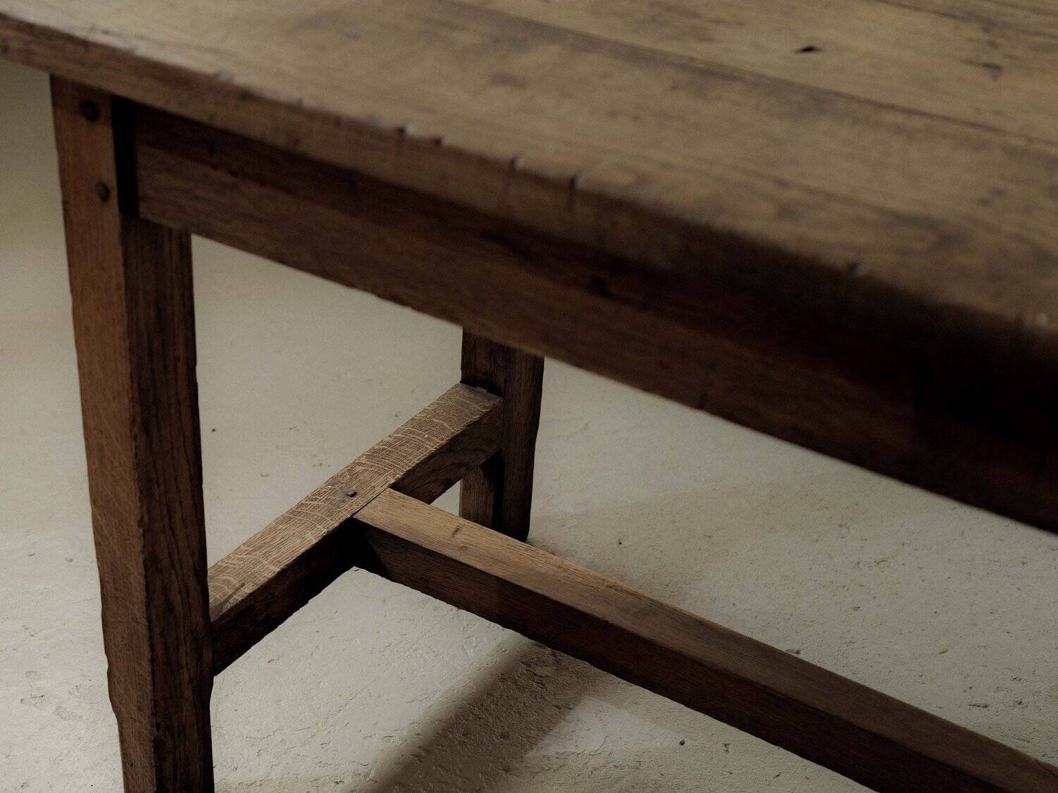 Handcrafted solid oak farmhouse table – France, 1950s