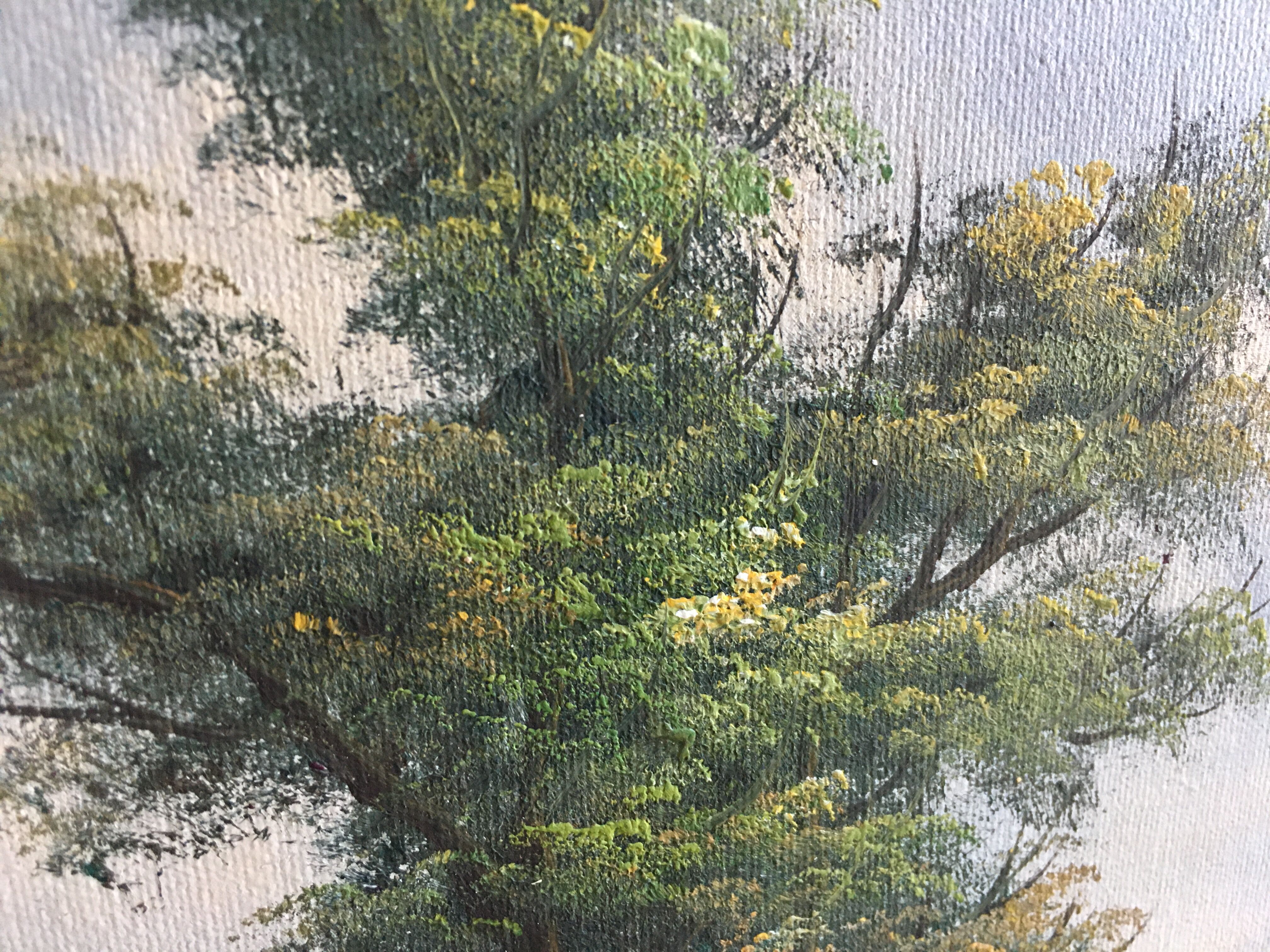 Painting on framed canvas gilded wood