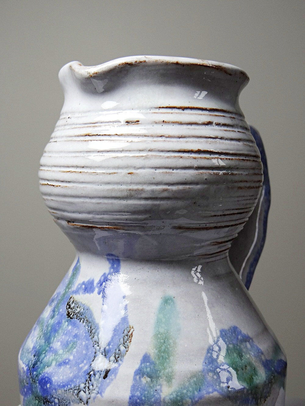 Glazed stoneware pitcher Vallauris 1970s Boris Kasianoff, Albert Thiry, Le Mûrier