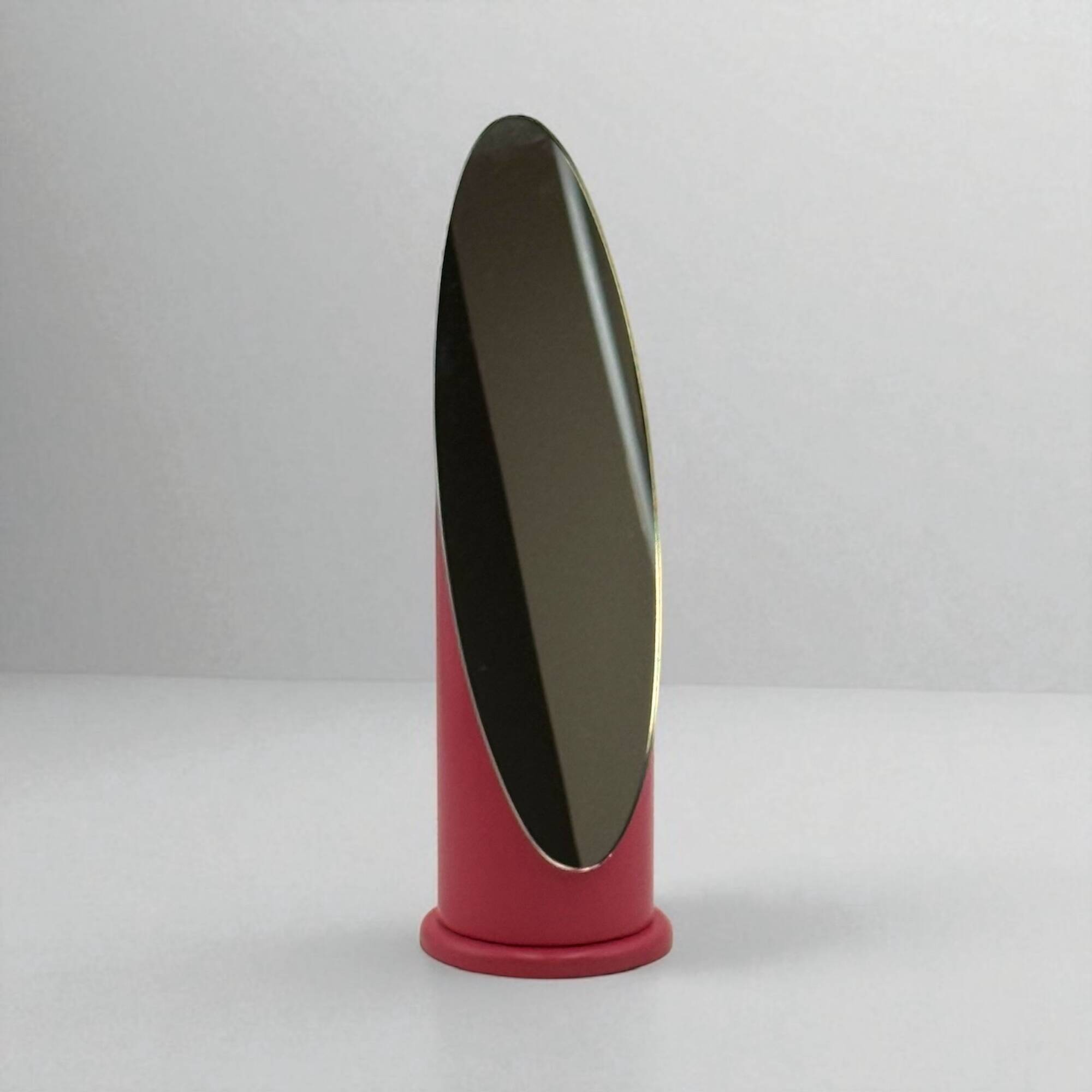 Miroir vintage fuchsia style rouge à lèvres en plastique et verre, Italie, années 1970