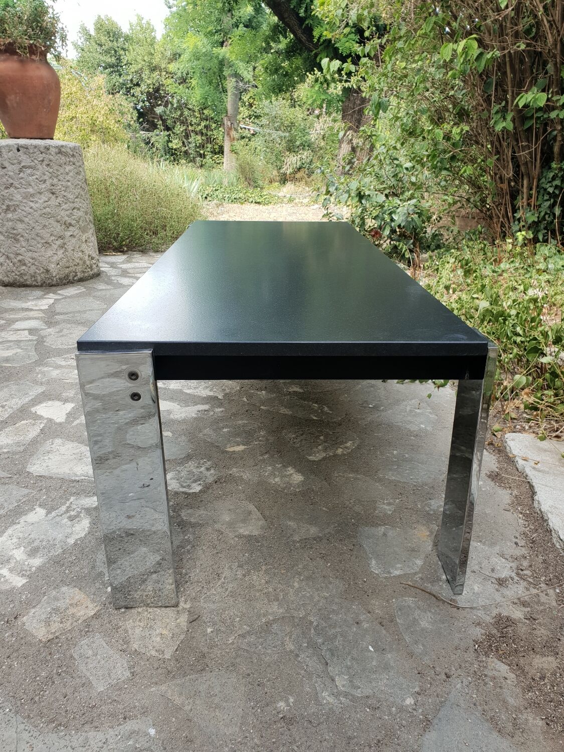 Chrome metal and marble coffee table 1970