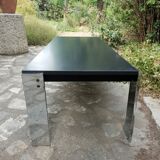 Coffee table in chromed metal and marble 1970