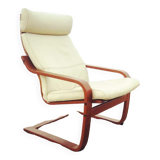 Ikea Poang model armchair in unbleached skaï by Noboru Nakamura