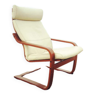 Ikea Poang model armchair in unbleached skaï by Noboru Nakamura