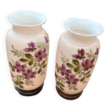 Enamelled opaline vases