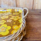Vintage woven rattan tray