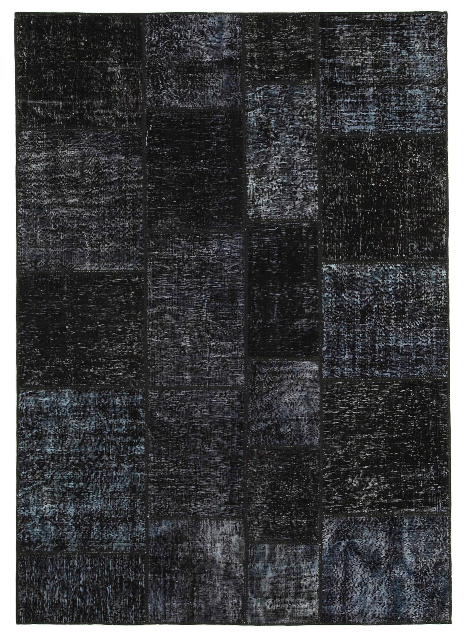 Handwoven anatolian contemporary 172 cm x 243 cm black patchwork carpet