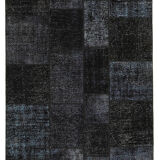 Handwoven anatolian contemporary 172 cm x 243 cm black patchwork carpet