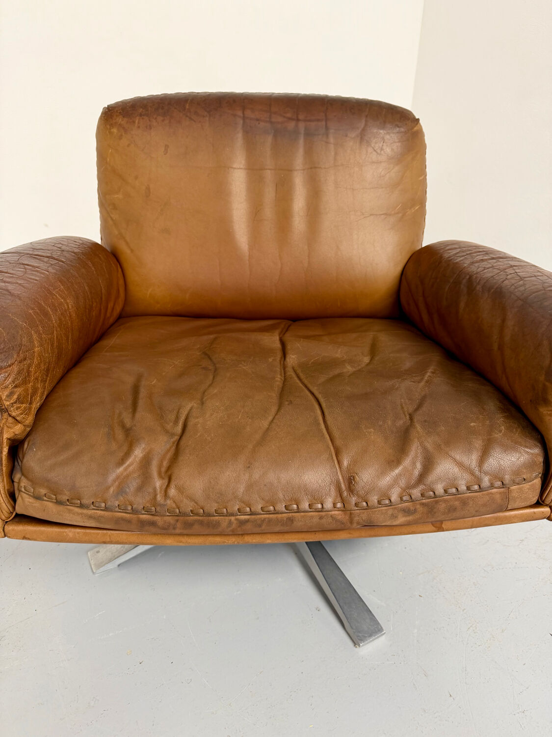 Vintage DE SEDE DS-31 brown leather armchair from the 1970s