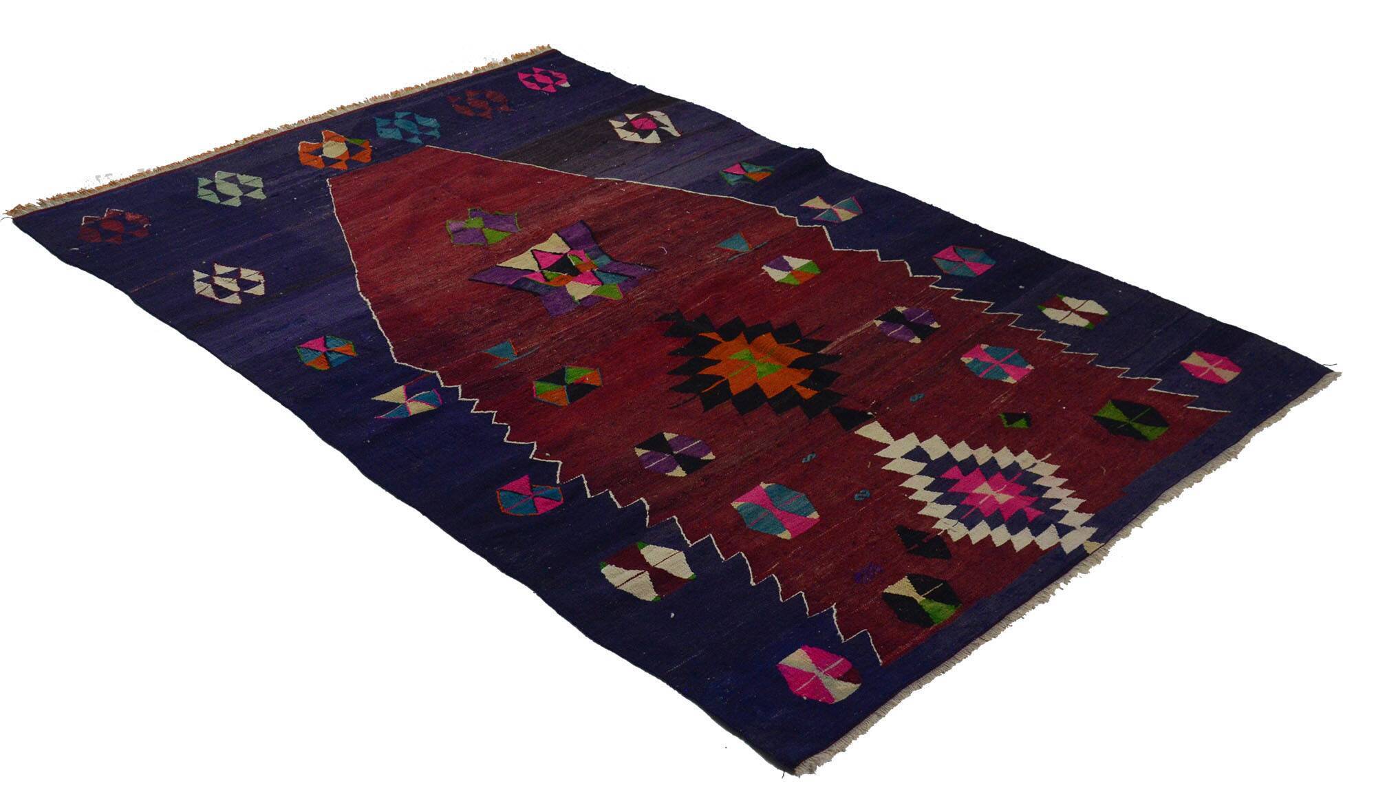 Turkish Kilim Yuruk Vintage 160x235 cm Geometric Prayer Rug