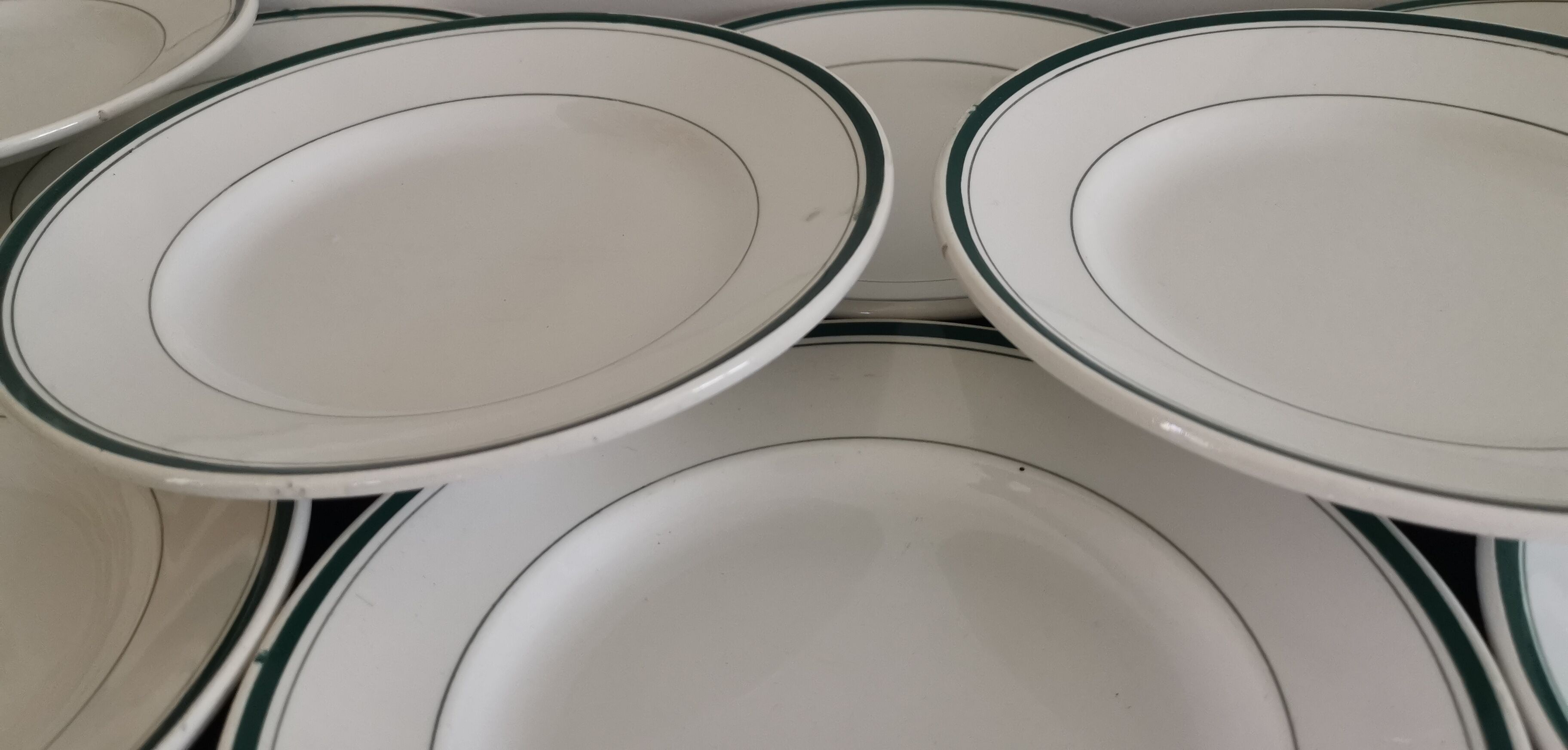 2 x 6 assiettes plates Moulin Des Loups Hamage liseré vert