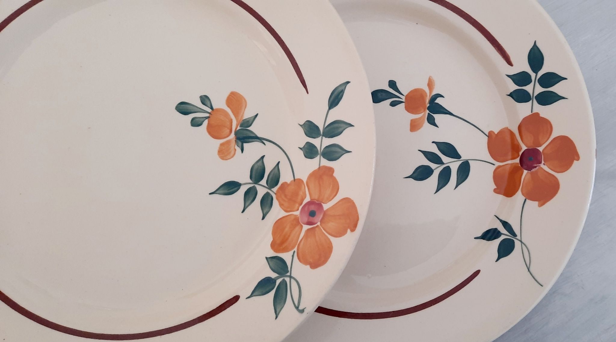 Flat earthenware plates Moulin des Loups Saint Amand Model Amélie Vintage