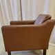 Fauteuil danois en cuir marron à dossier bas 1960