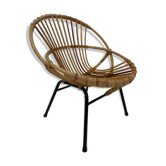 Fauteuil en rotin par Dirk van Sliedregt Rohe Noordwolde 1960 aux Pays-Bas