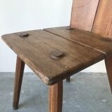 Suite of 6 savoyard solid wood chairs, circa 1950