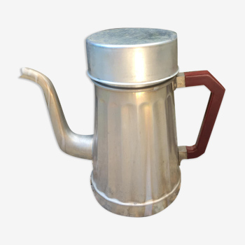 Cafetière verseuse en alu ancienne avec double filtre et couvercle gamelle