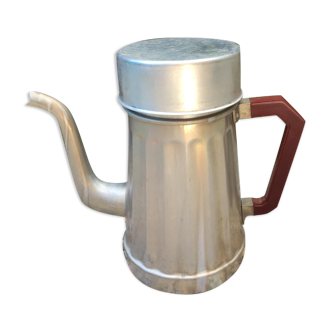 Cafetière verseuse en alu ancienne avec double filtre et couvercle gamelle