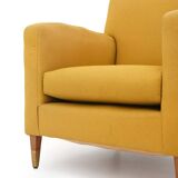 Yellow fabric armchairs, 1950s, set of 2