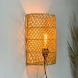 Natural rattan wall light