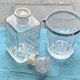 Whiskey carafe and ice bucket stamped crystal d'arques in vintage transparent glass