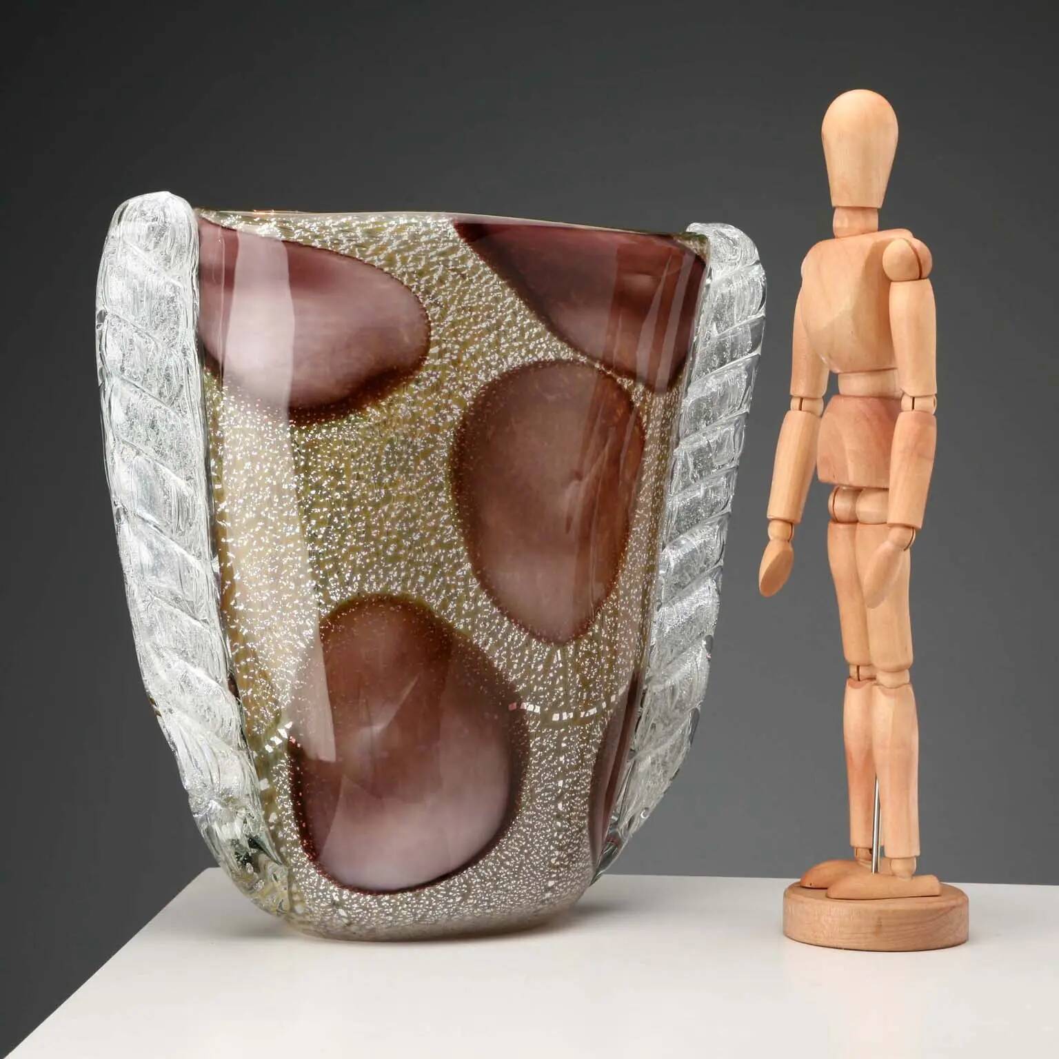 Vintage Murano glass vase, style E. Barovier, Italy, 20th Century