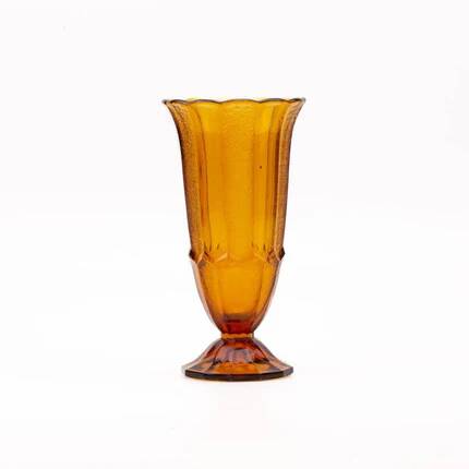 Vintage Art Deco amber glass vase - 1930s