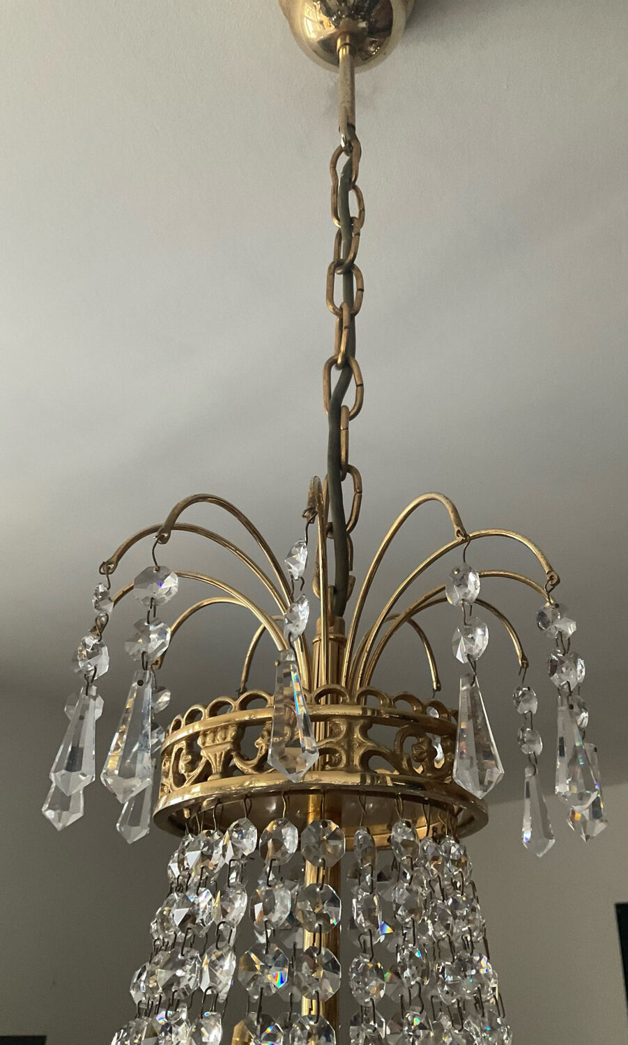 Bronze hot air balloon chandelier and crystal tassels