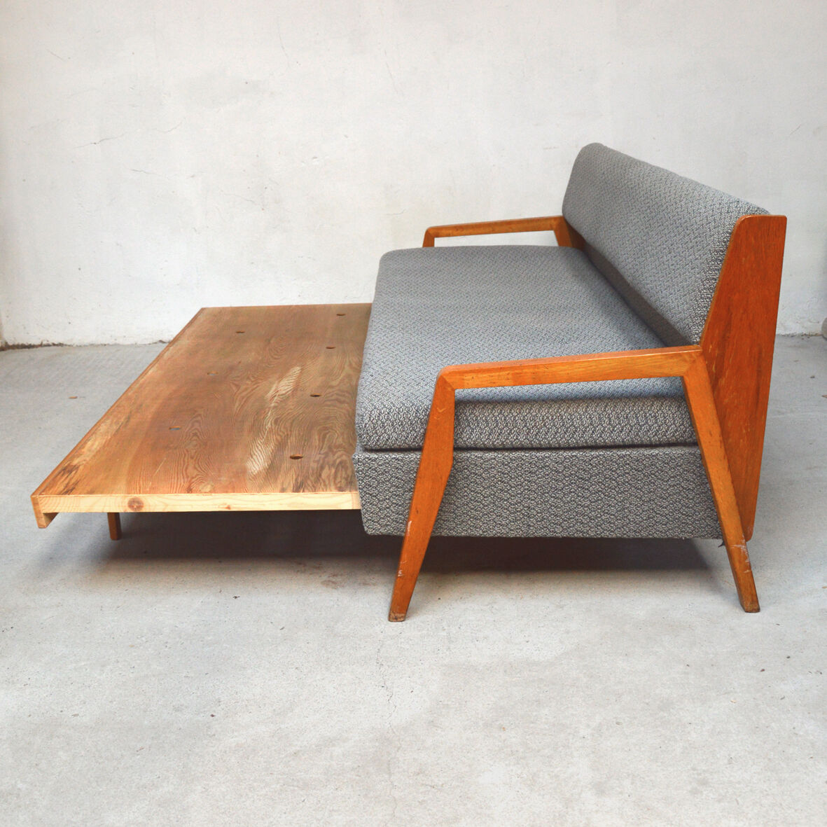Sofa bed grey compass feet, 1960