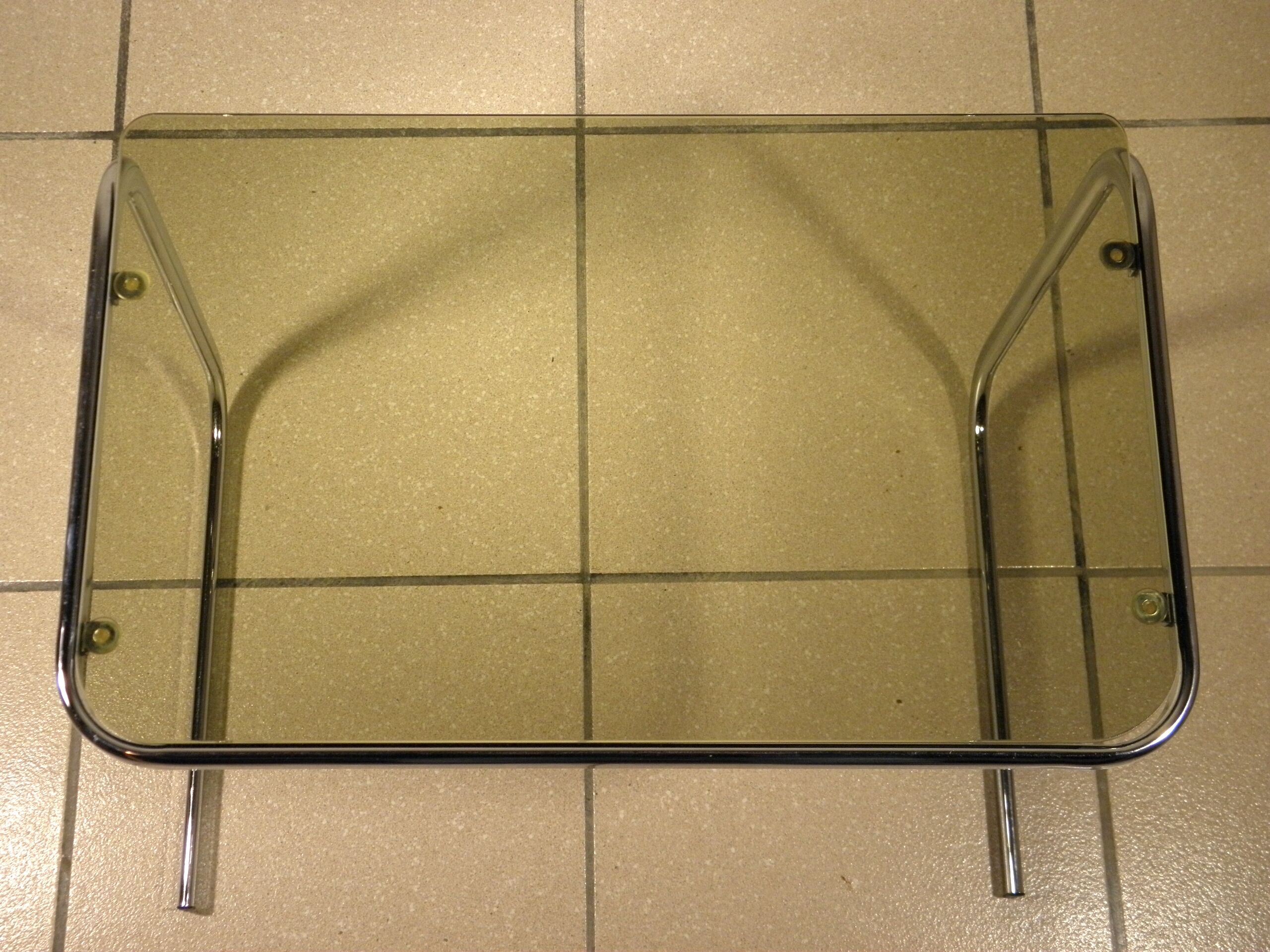 Coffee table glass and chrome 1970