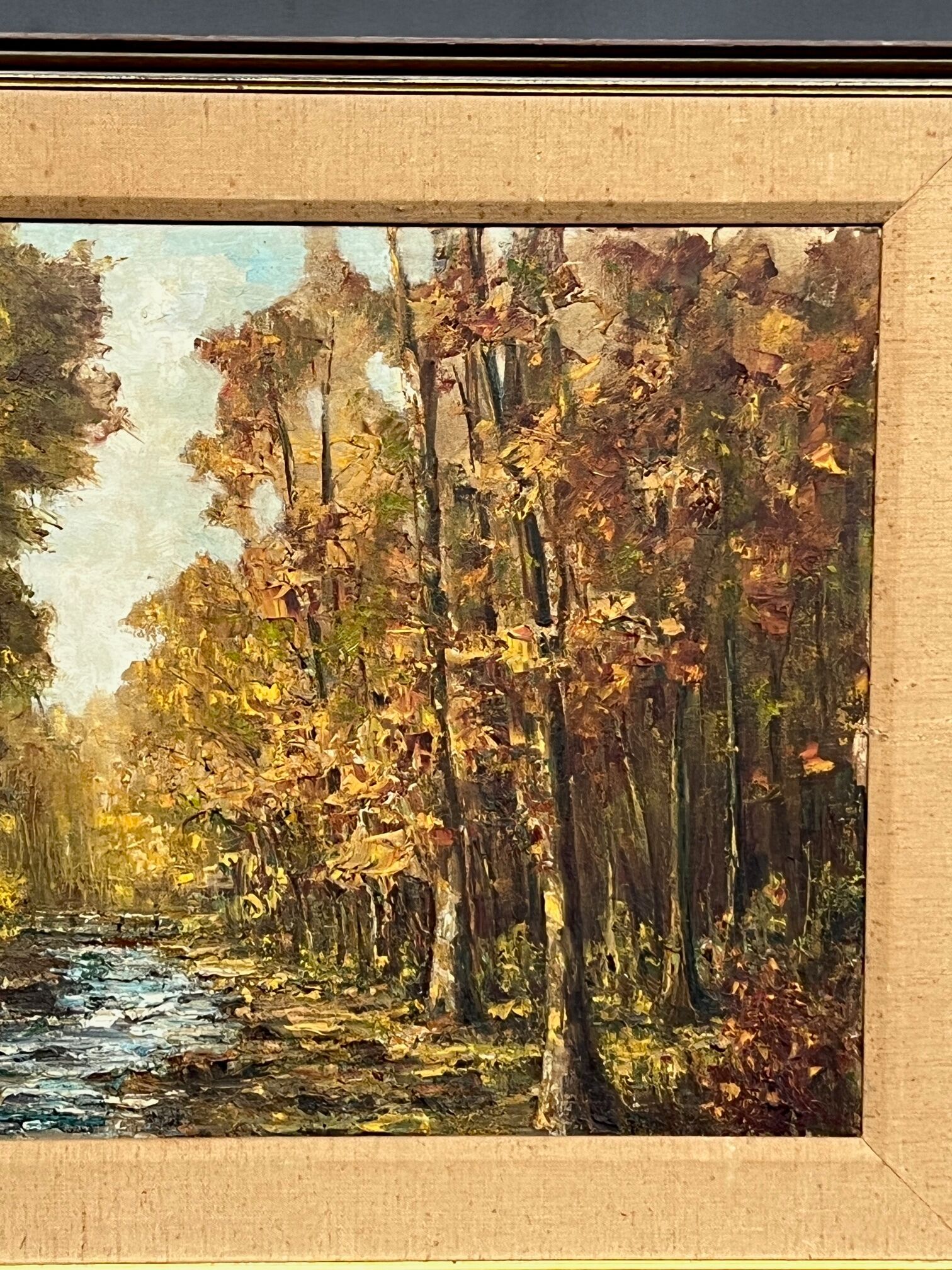 R. Delhaye. "Autumn forest landscape." Oil on canvas.