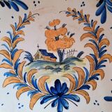 Large earthenware bowl decorated in the Rouen/Moustiers style.