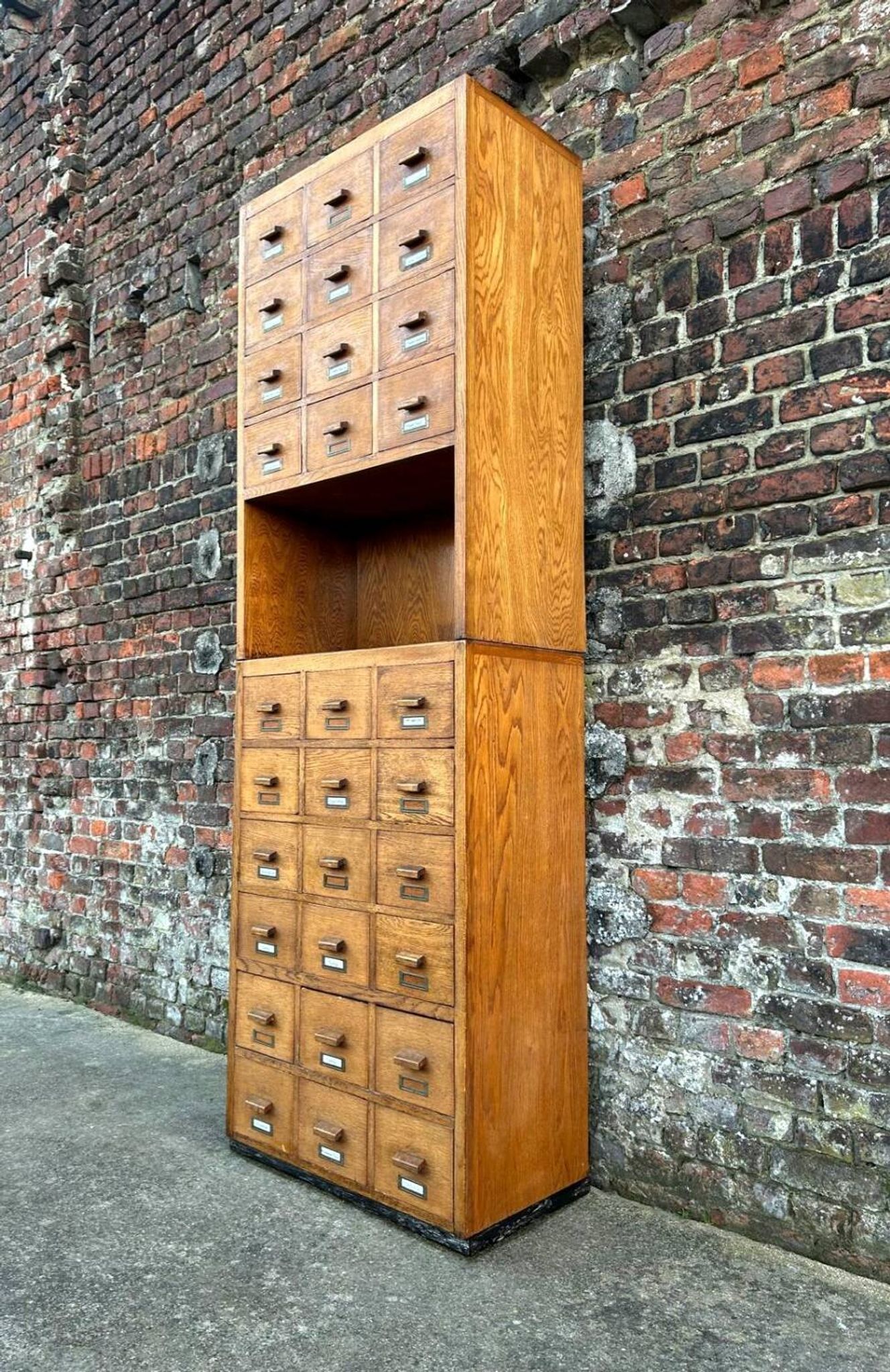 Large vintage workshop furniture with 30 drawers, antique haberdashery compartments.