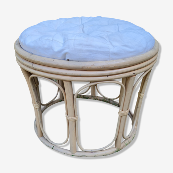 Tabouret pouf en rotin clair