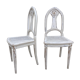 Pair of old white canne chairs