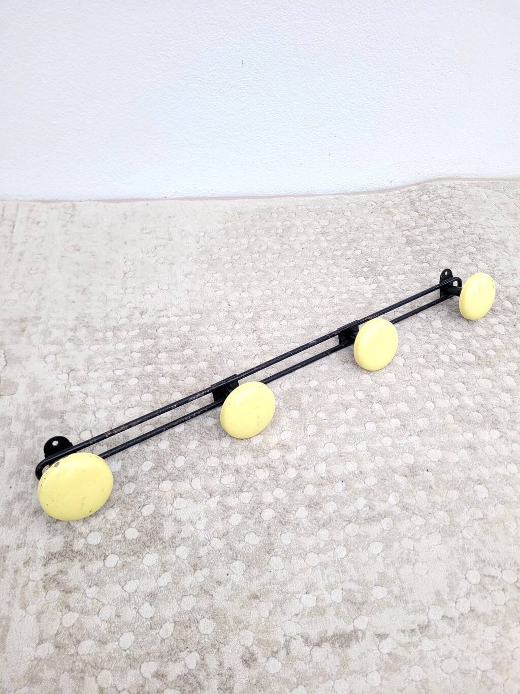 60s yellow wall coat rack 4 pieces