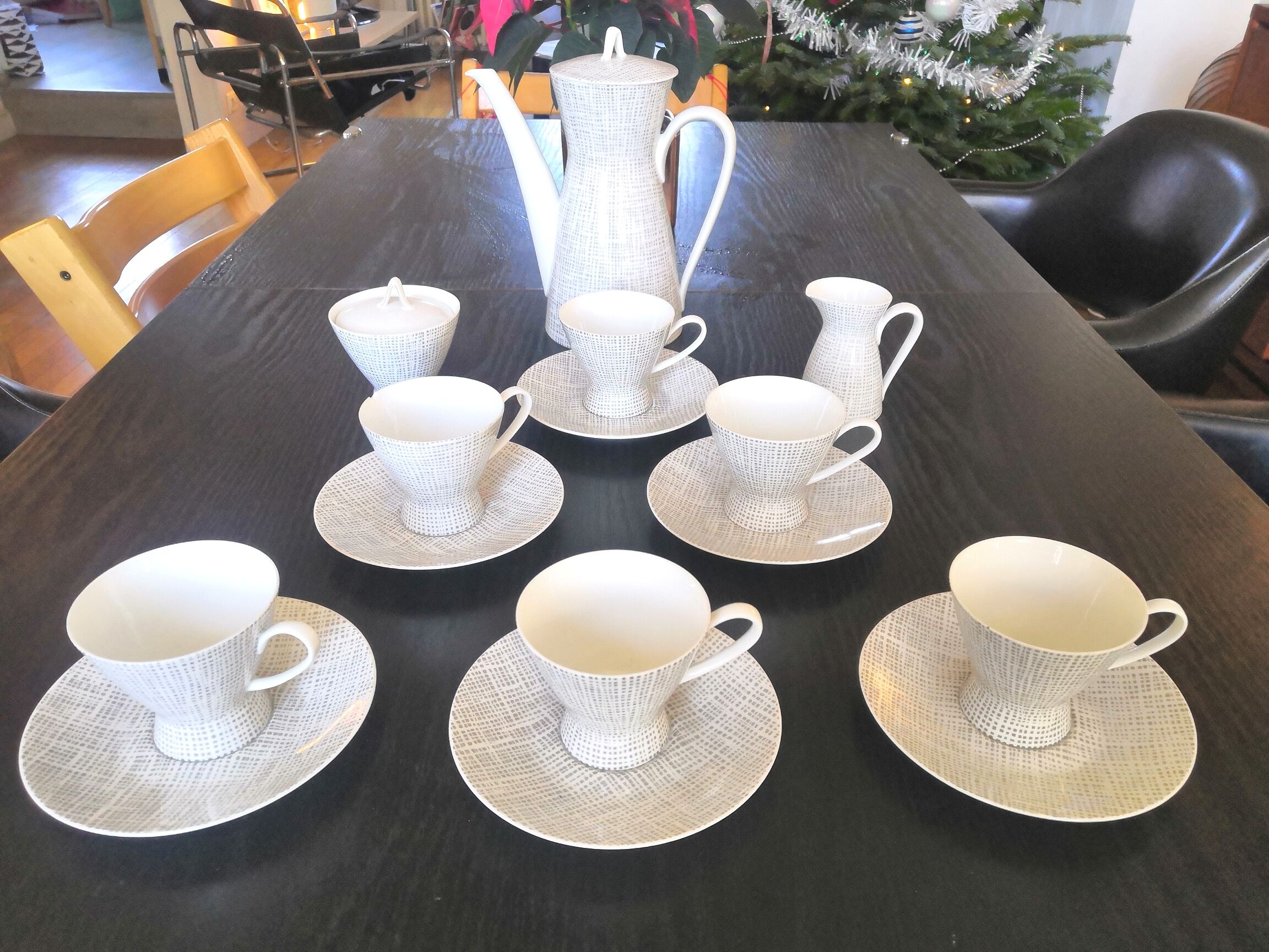 Rosenthal coffee set 2000, silk décor by Raymond Loewy and Latham design 50s