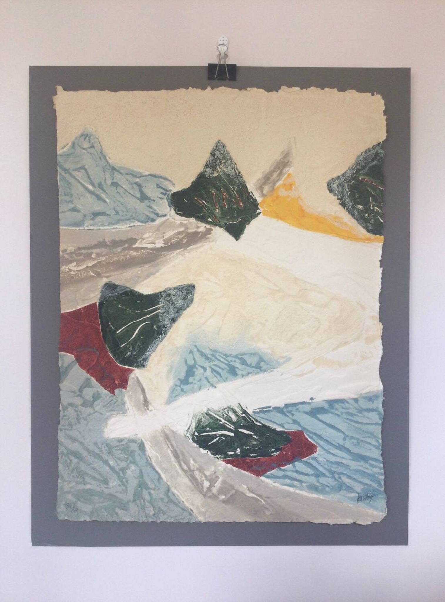 A carborundum engraving, towards the peaks, 1992, by bernard alligand.
