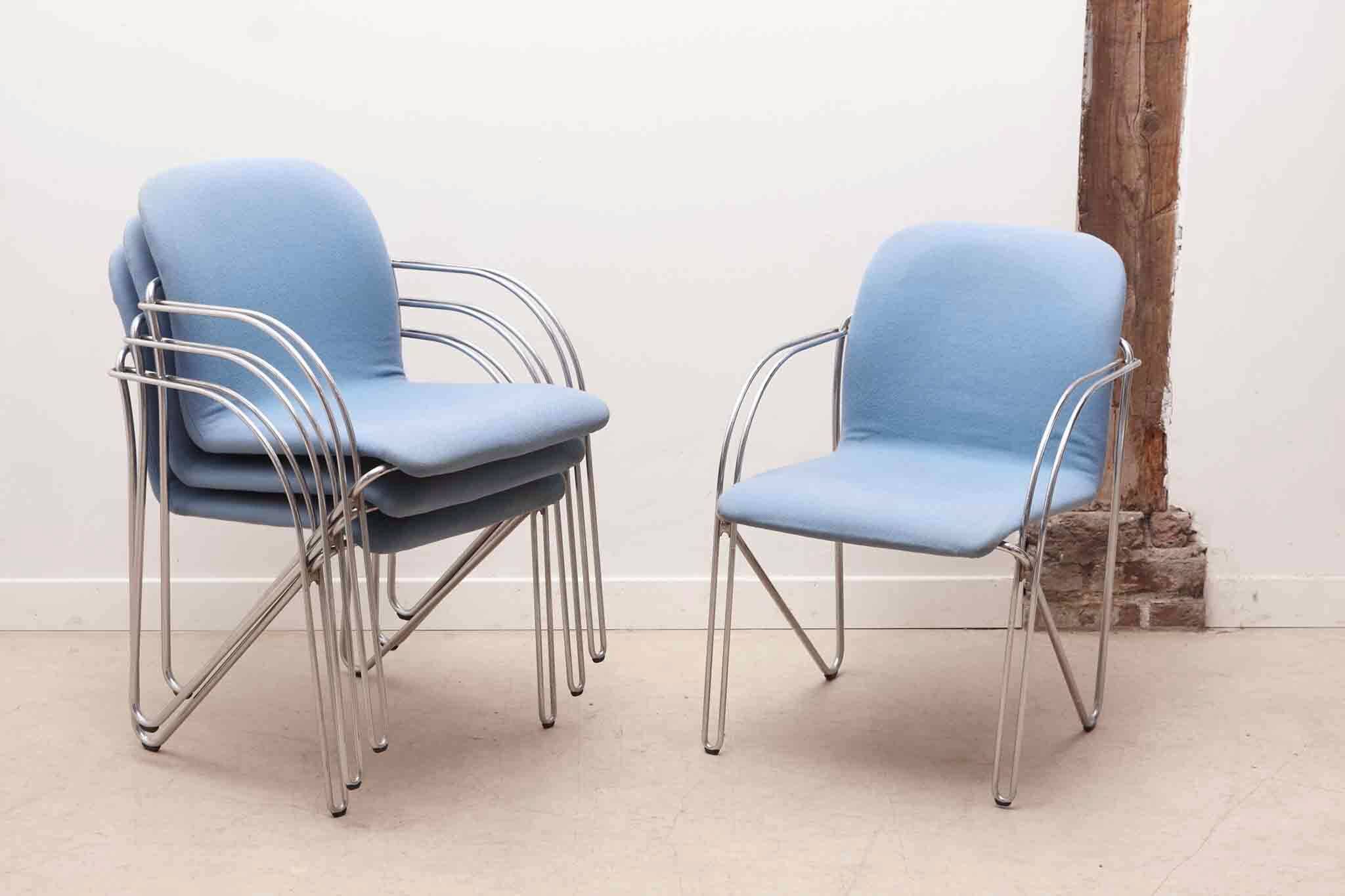 Blue and chrome 'Neon Light' armchair by Alfred Homann