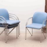 Blue and chrome 'Neon Light' armchair by Alfred Homann