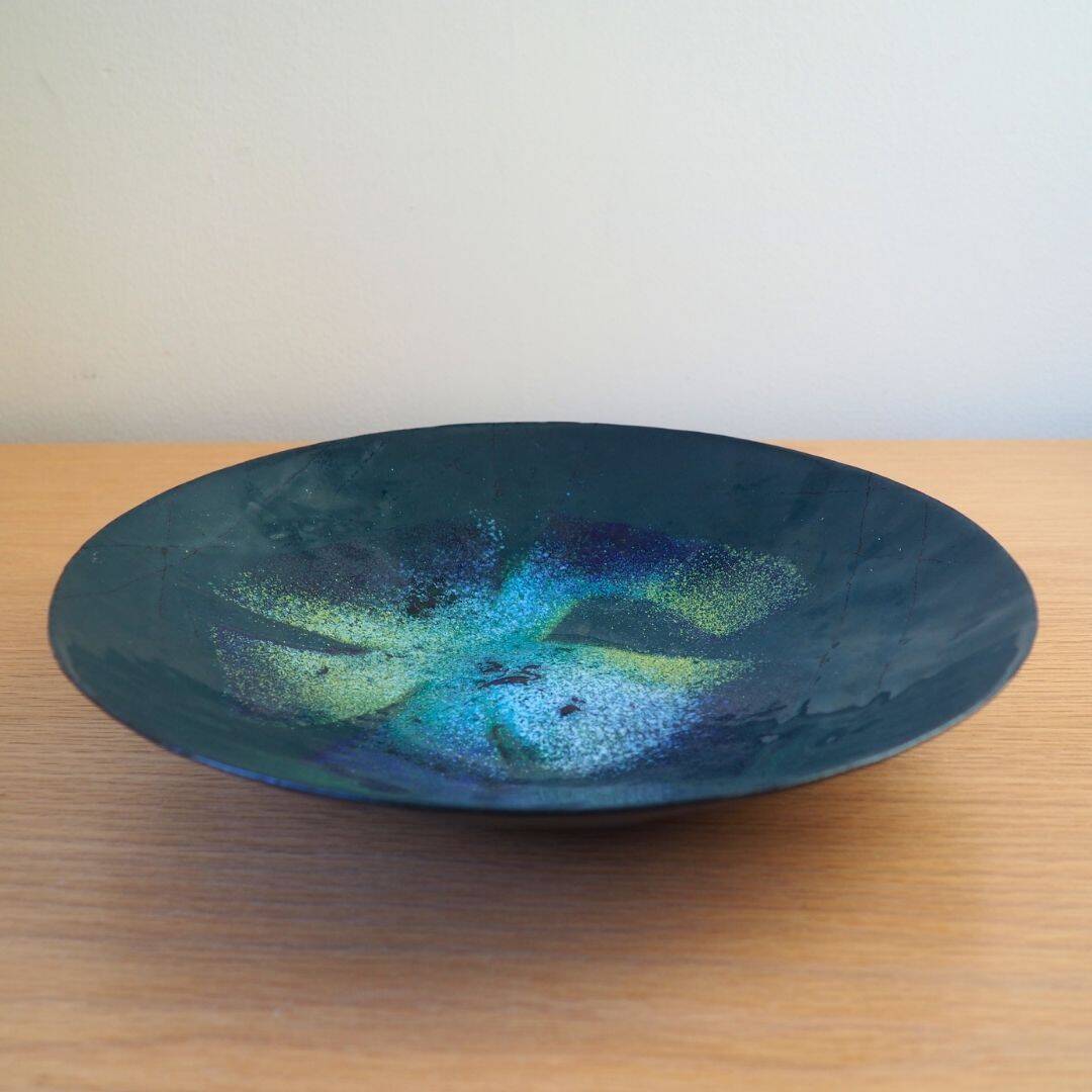 1970S Enameled Metal Bowl Signed By Artist